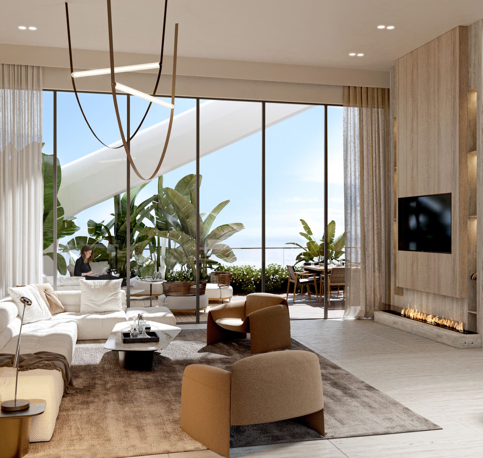 Luxury living room with balcony